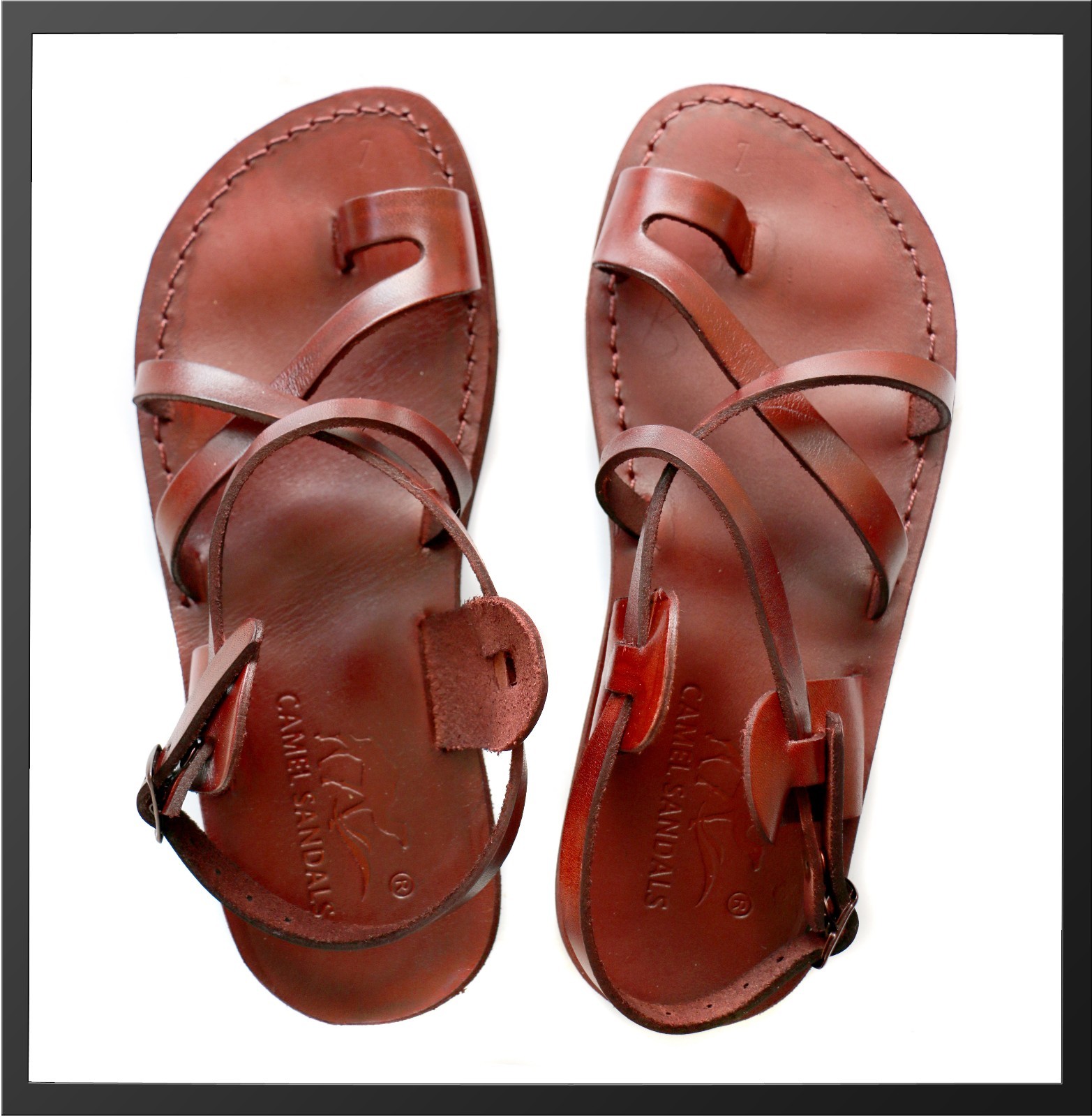 Brown Leather Roman Gladiator Jesus Sandals Strap Handmade US 5-16 EU 36-50