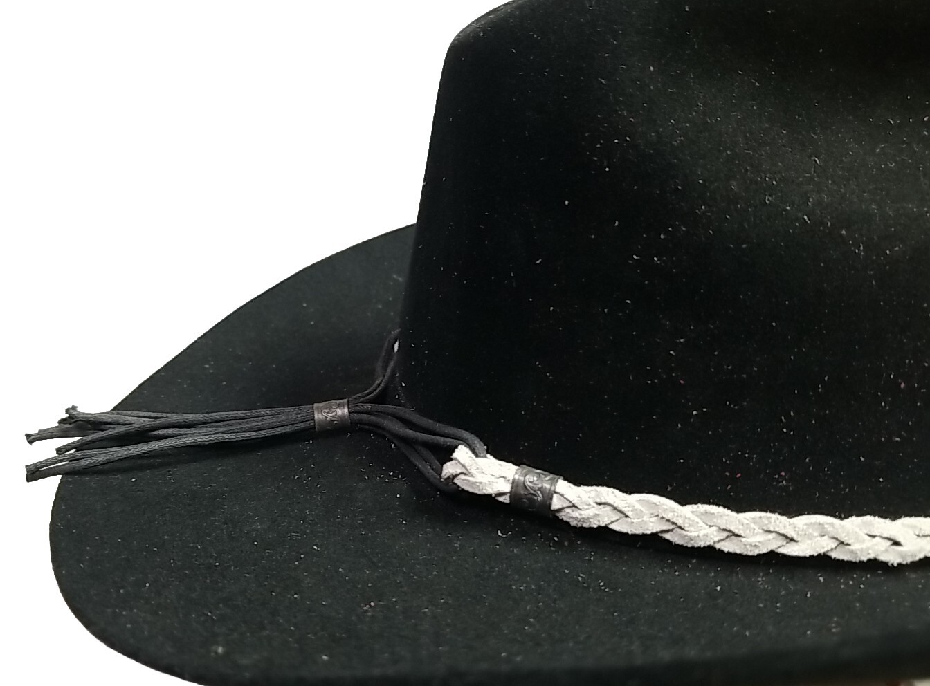 BRAIDED White HATBAND Genuine LEATHER for Western Cowboy Cowgirl Hats Hat Band