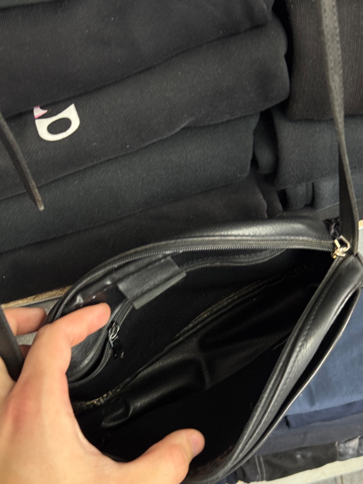 Longchamp Paris Vintage Black Leather Small Crossbody Bag Gold Hardware France