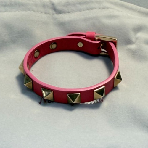VALENTINO GARAVANI Rockstud Leather Bracelet Pink Charity 8.5in DS42