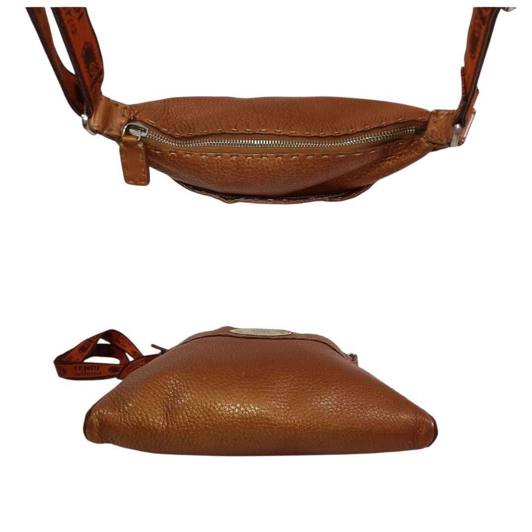 FENDI Shoulder Bag Selleria Camel Leather Size: W9.4 x H7.9 in. Vintage