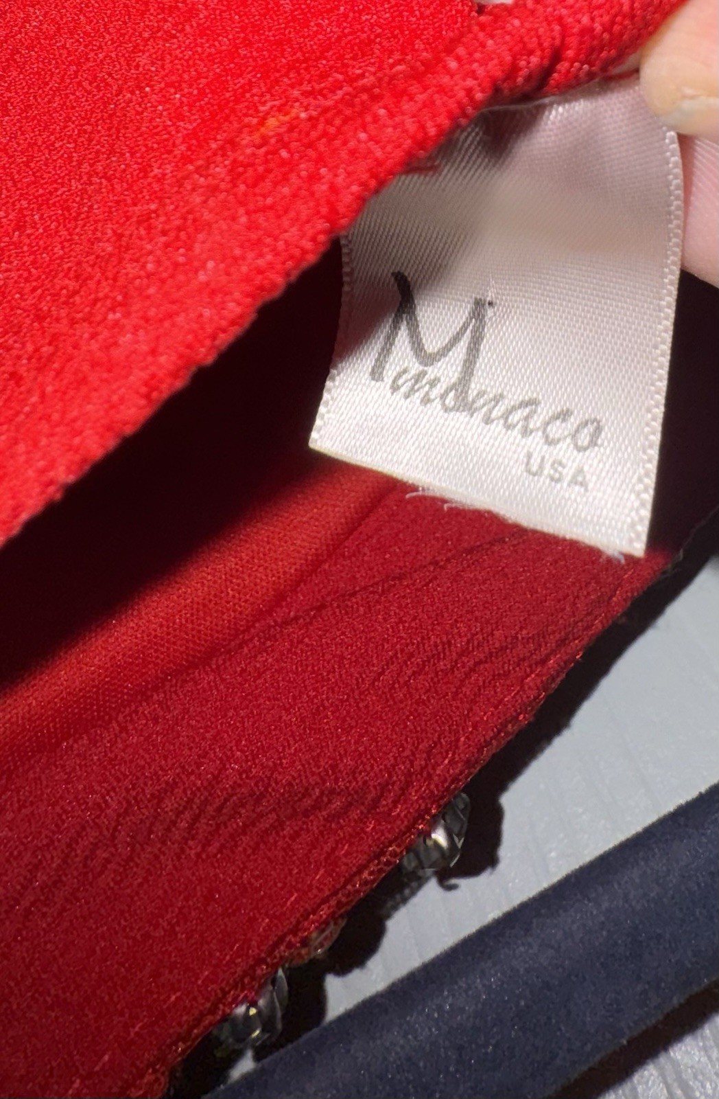 Monaco USA Red Strapless Embellished High-Low Formal Top Rhinestone Sweetheart