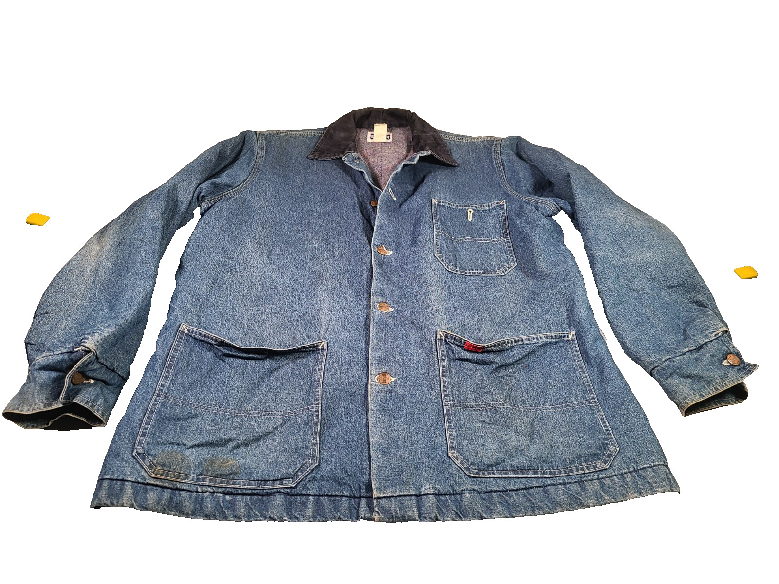 Big Smith Denim Jacket Mens 48 Blue Blanket Lined Vintage 70s Barn Chore Coat