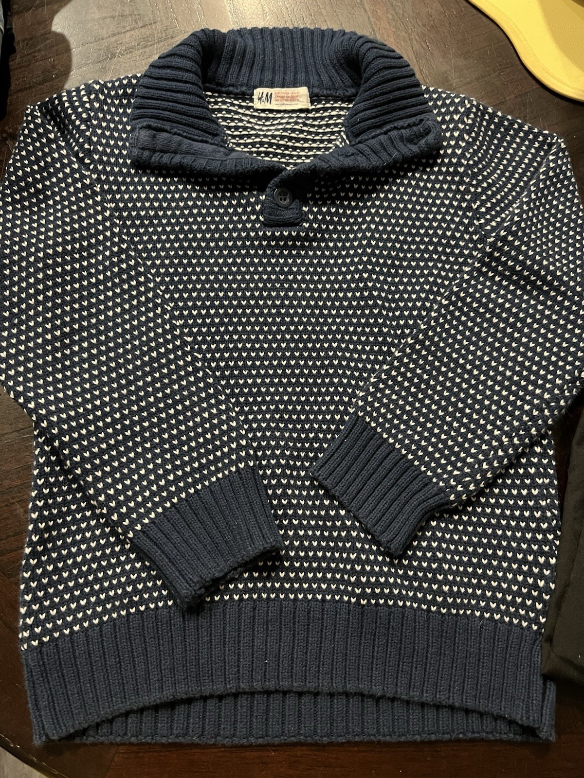 Boys navy & white knit collared sweater & black button up shirt bundle sz M 7/8