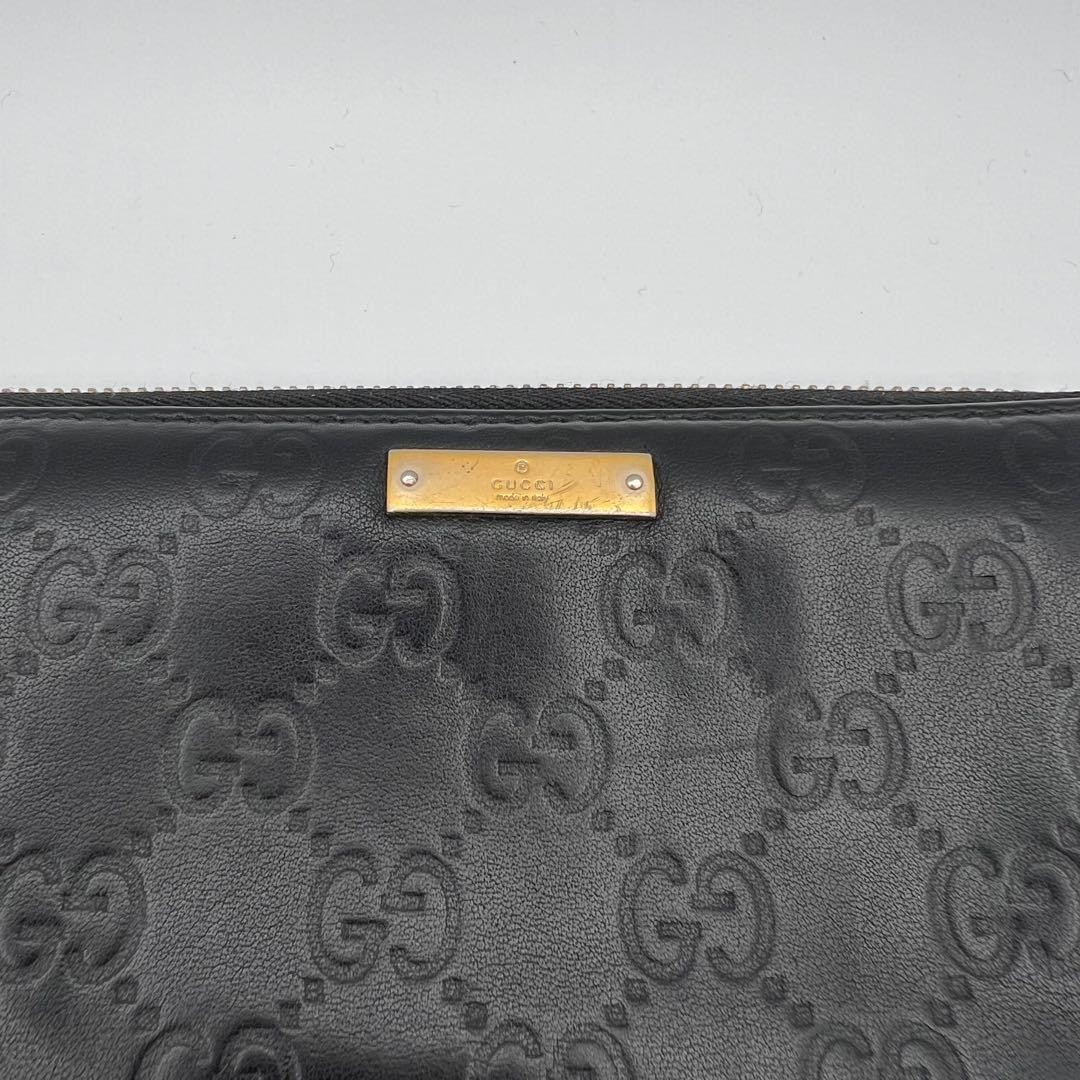 Gucci GUCCI Long Wallet Round Zipper GG Embossed Plate Logo