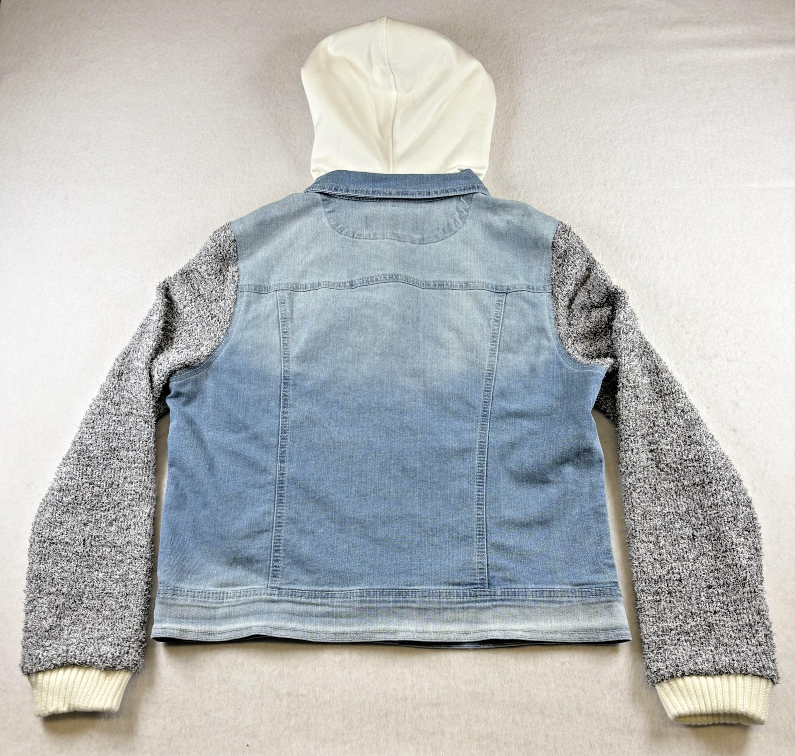 Wallflower Jacket Womens XL Blue Cina Wash Dreamer Hooded Knit Sleeve Denim Y2K
