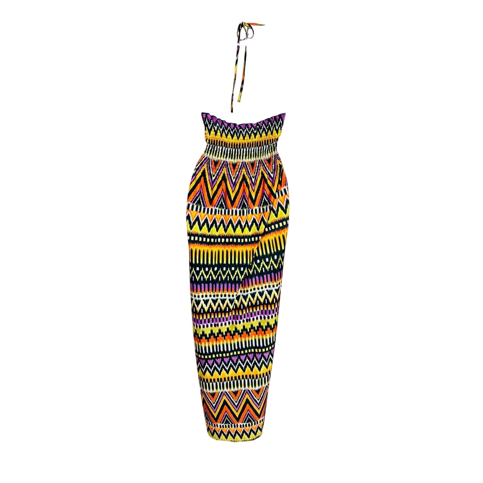 Just Love Beautiful Chevron stretch bodice bandeau halter strap maxi dress 2X