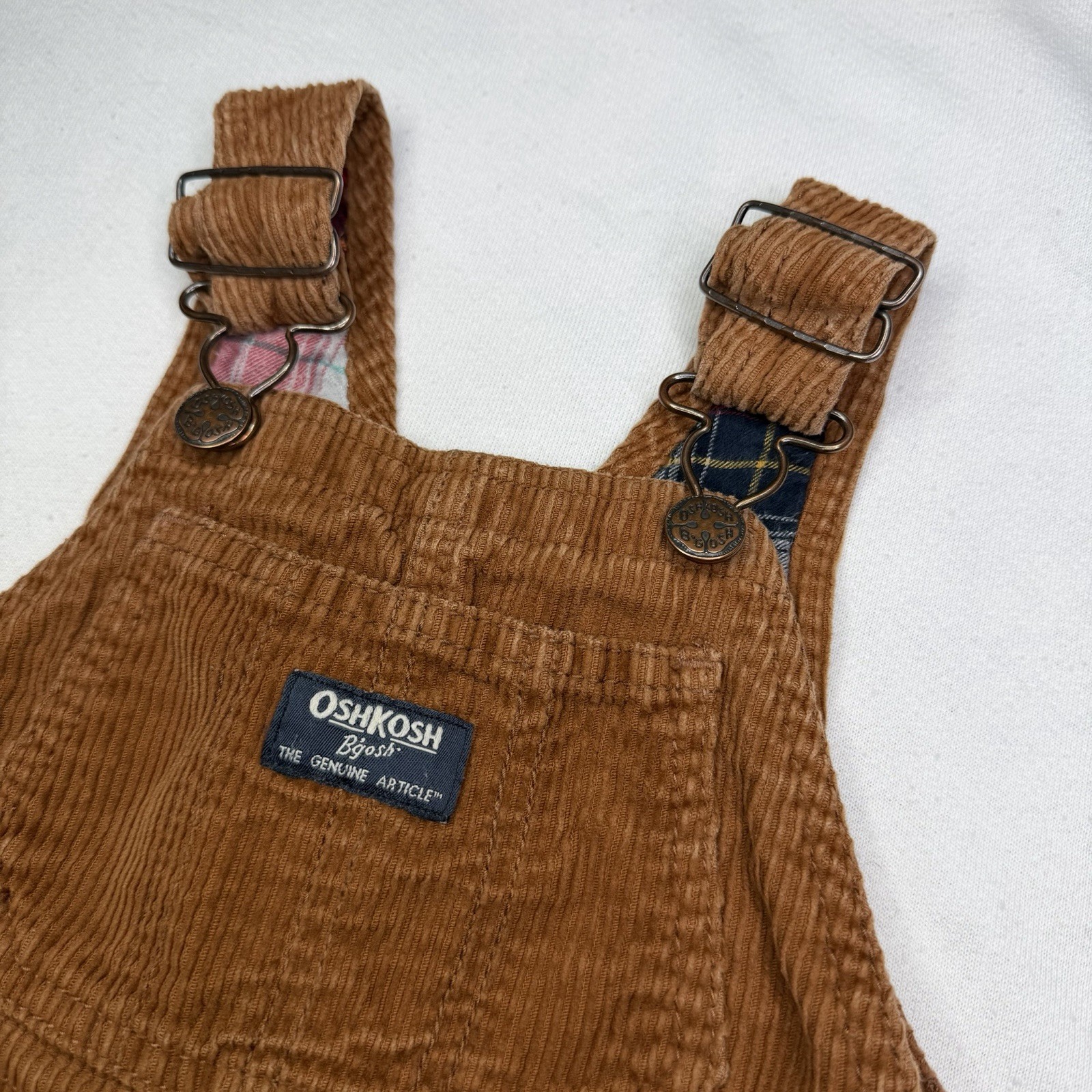 OshKosh B’gosh Baby Overalls Brown Corduroy 2T Infant Boy Girl Snap Legs Vintage