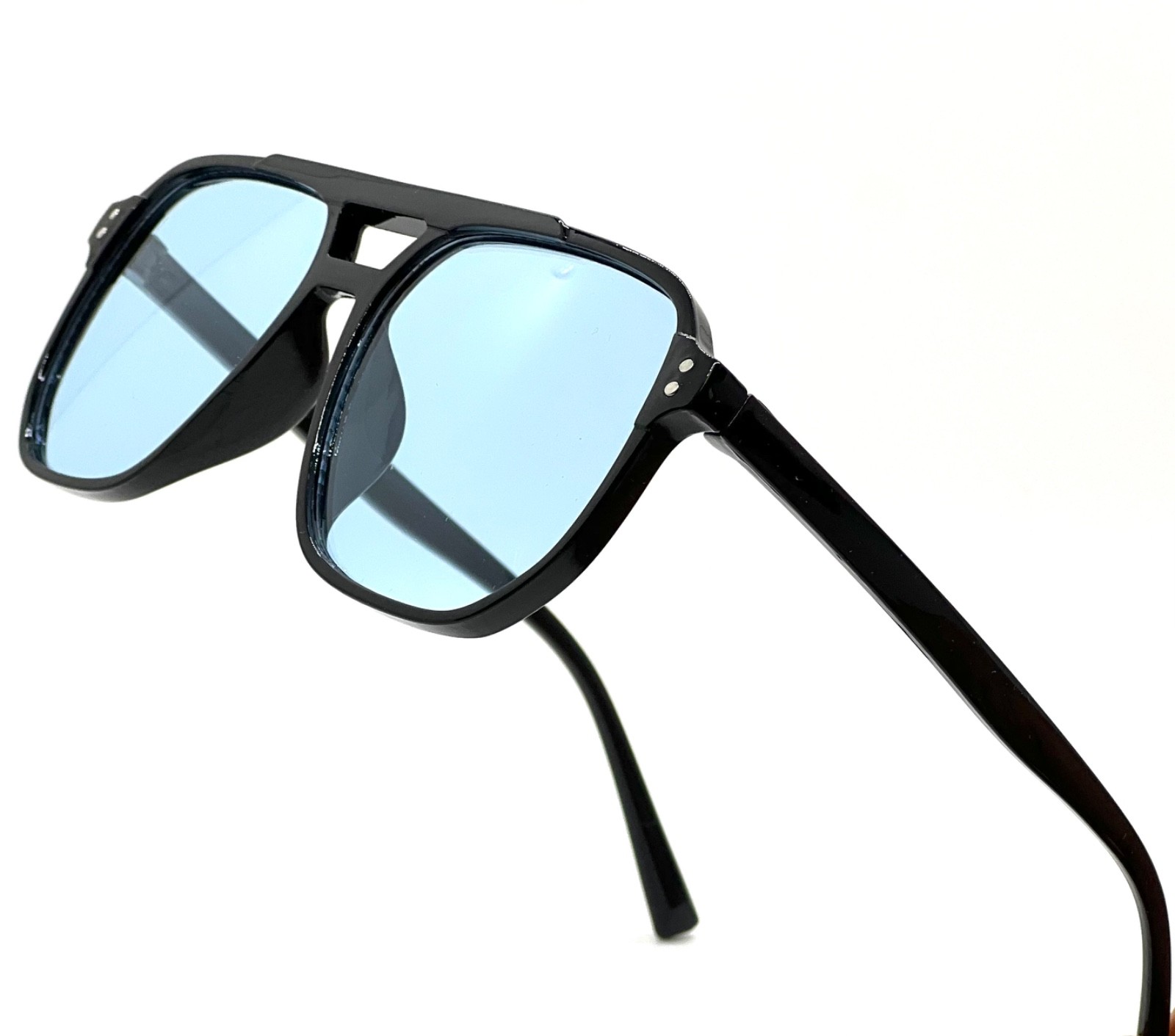 Oversized Classic Elegant Modern Hip Hop Shield SUNGLASSES Large Big Blue Lens