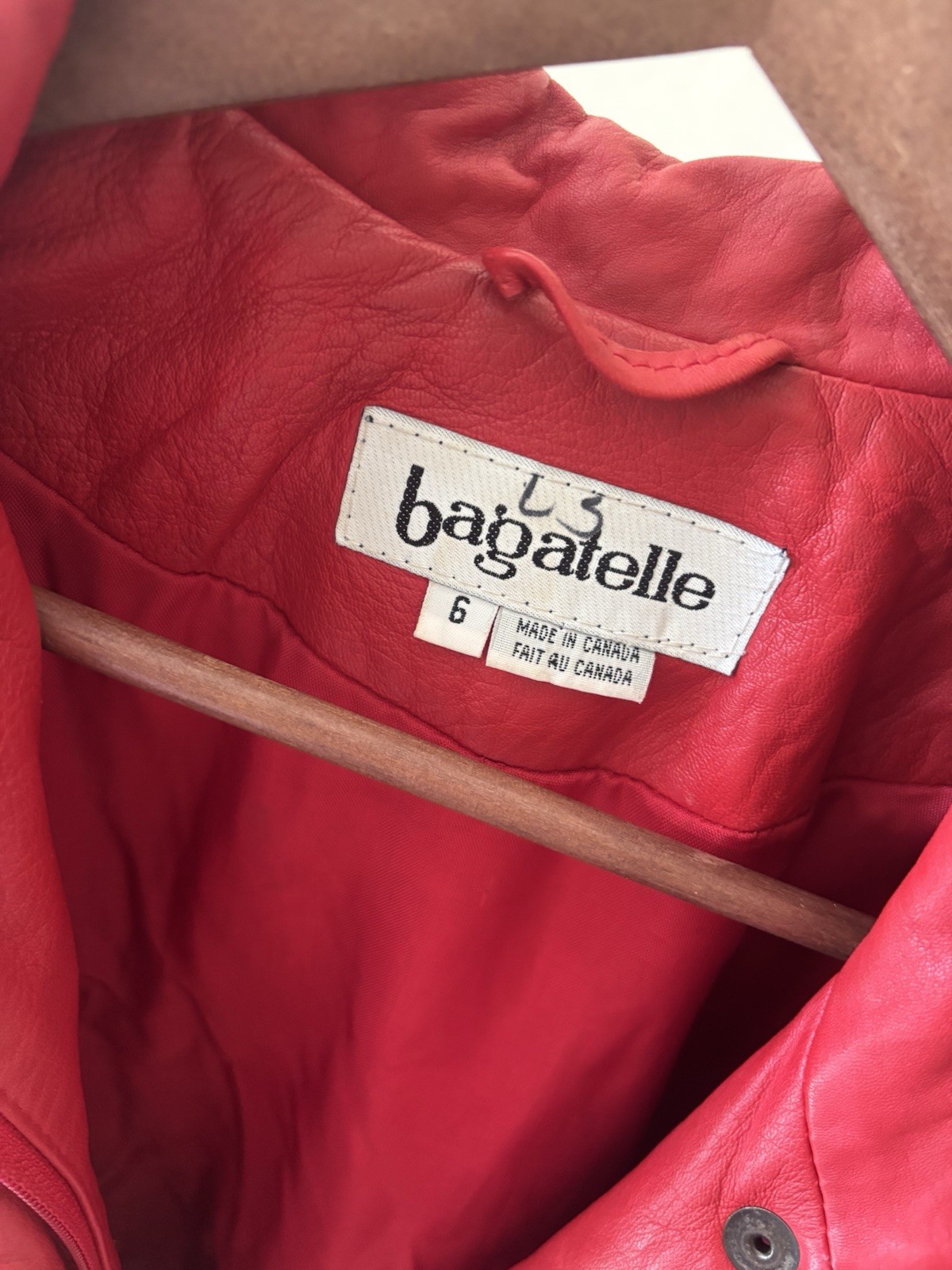 Vintage 80s Bagatelle Red Leather Bomber Jacket Oversized Slouchy Womens Size 6