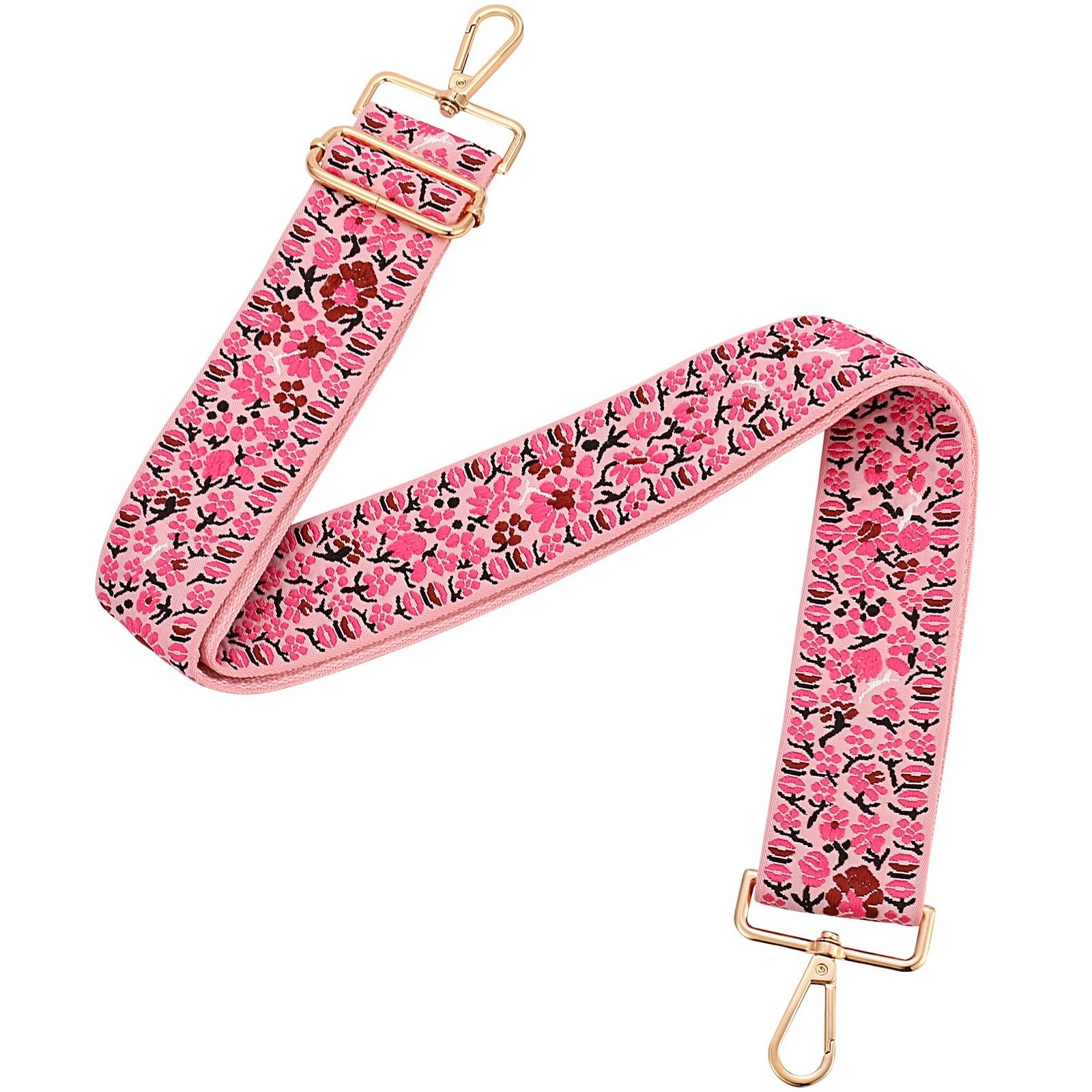 Flower Purse Strap Replacement Embroidery Crossbody Wide Shoulder Strap Adjus…