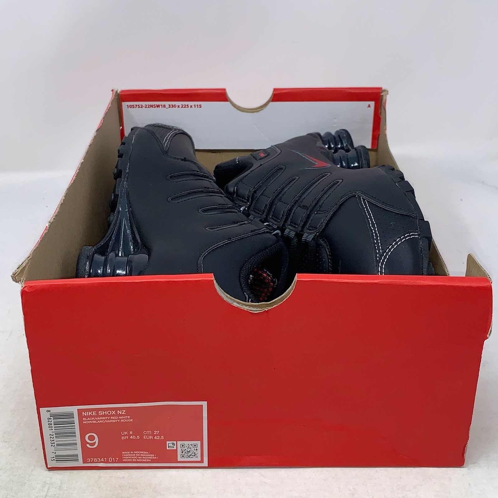 Nike Shox NZ Bred Black Sneakers, Size 9 BNIB 378341-017