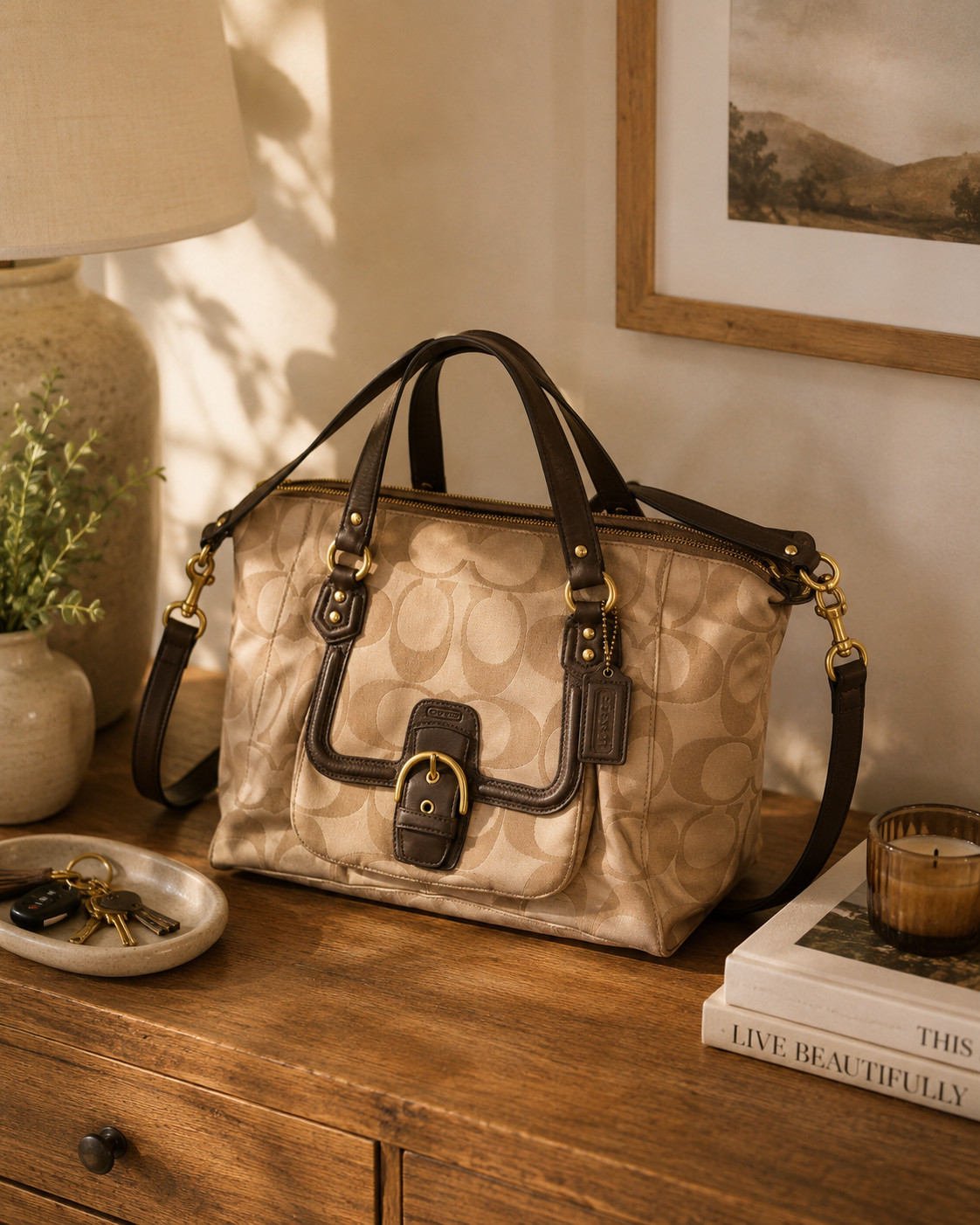 Coach Campbell Signature Belle Satchel / Shoulder Bag
