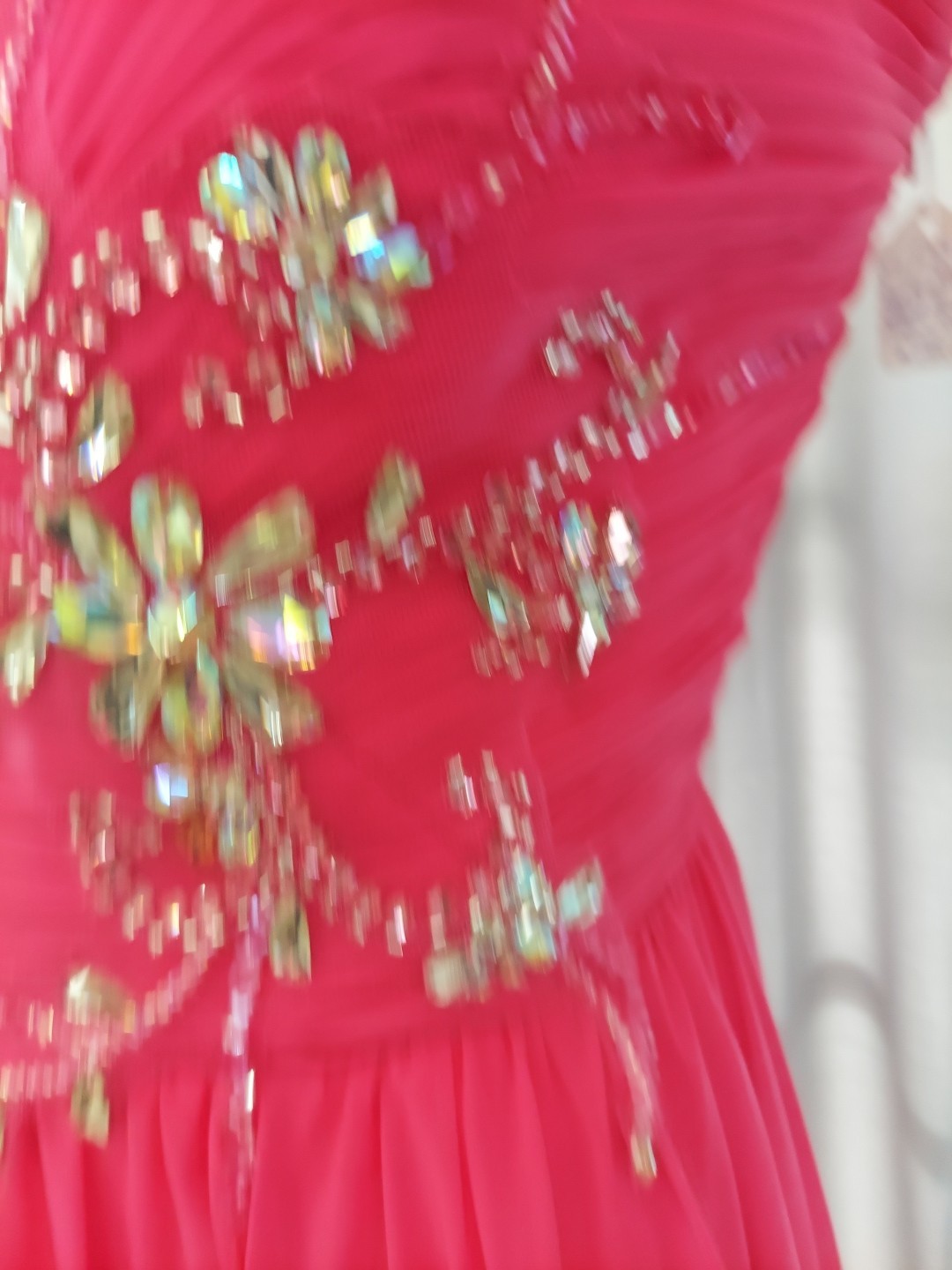 **Intrigue Co. Sz 18 Fushia Pink Gem Accent Prom Dress seetrough Overlay **