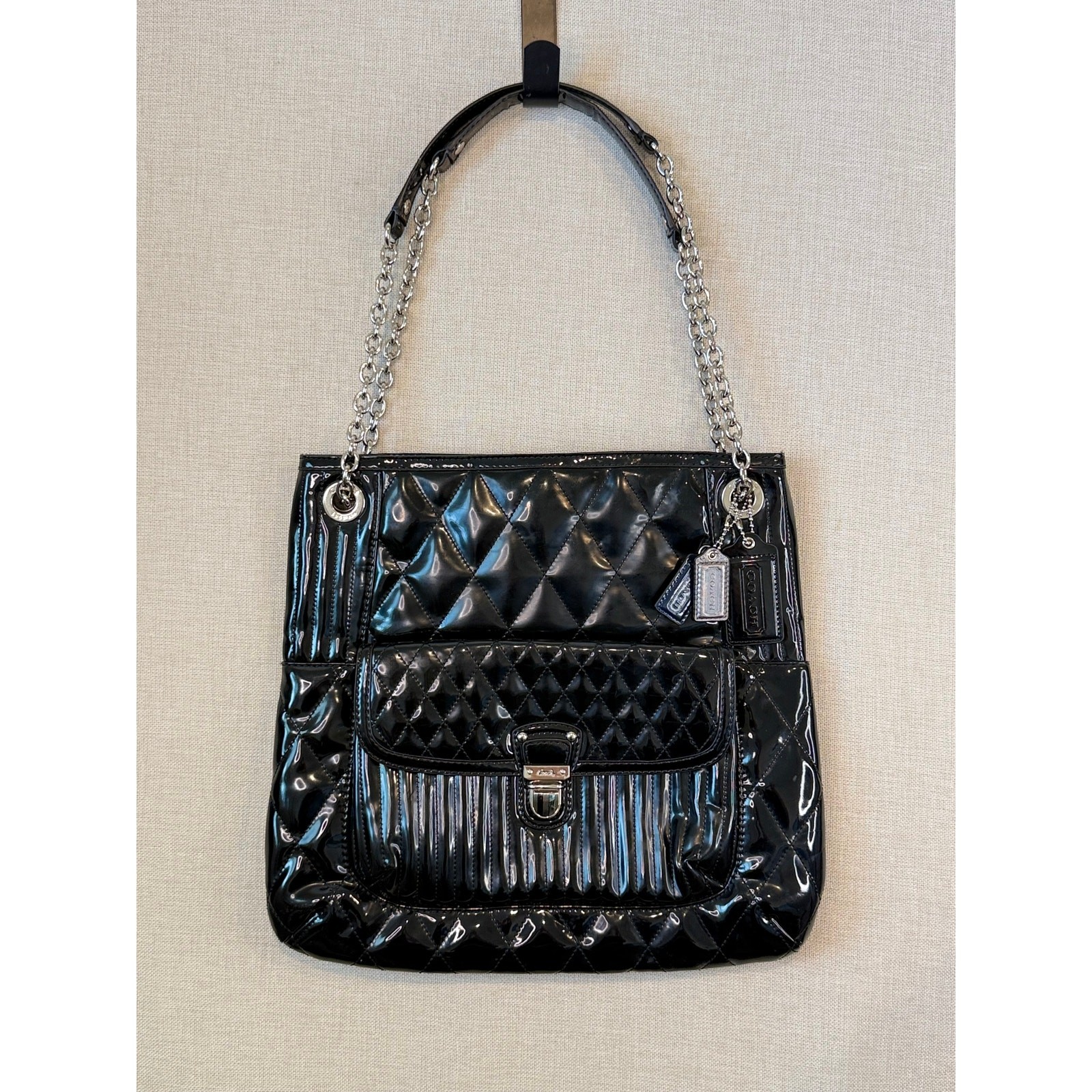 Y2K Coach F19830 Poppy Liquid Gloss Slim Tote