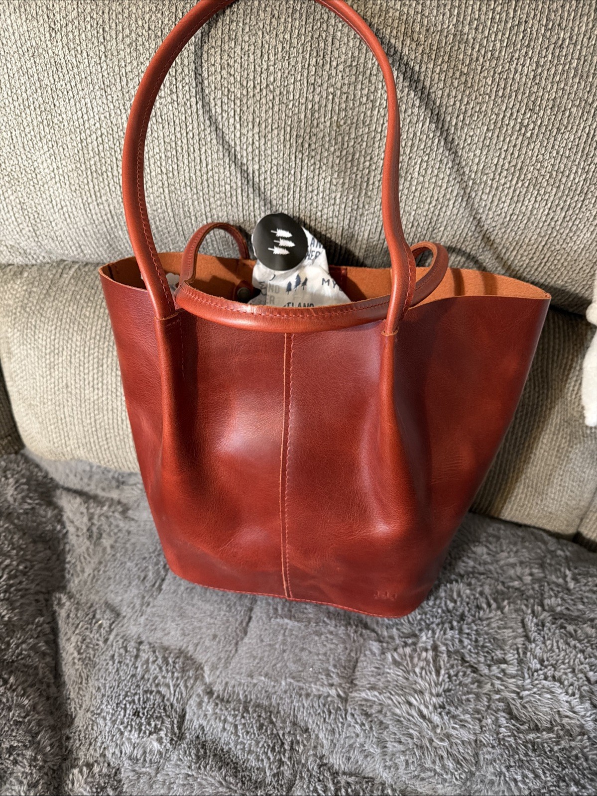 Portland Leather Goods Large Devan Bucket Tote In Rosso
