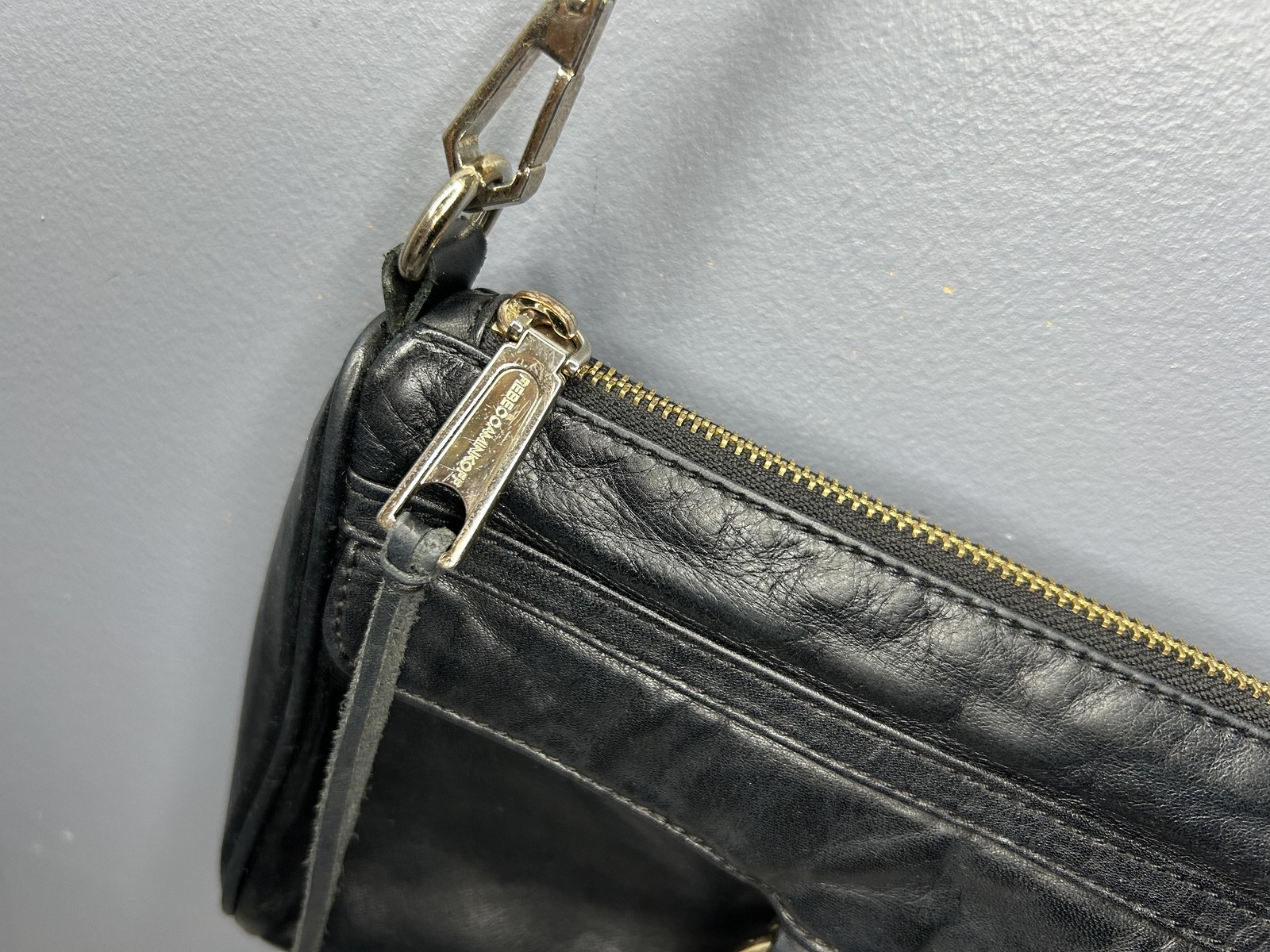 Rebecca Minkoff Purse Mini MAC Crossbody Clutch Bag Black Leather Chain Strap