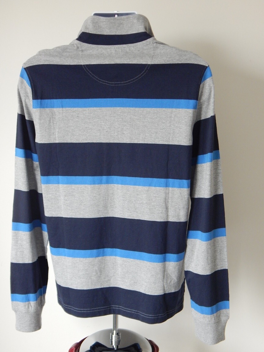 NWT Ben Sherman One Quarter Zip Long Sleeve Striped Cotton Blend Shirt Top Sz L