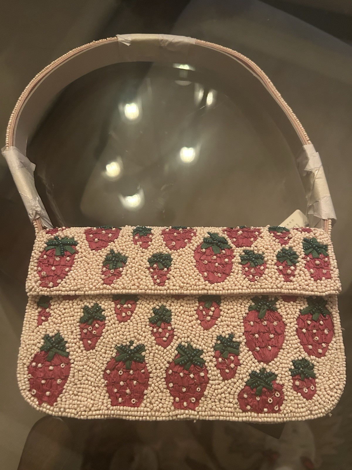 NEW Anthropologie Fiona Strawberry Field Beaded Bag Food Drink Edition