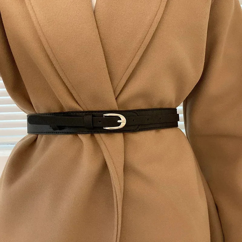 Women’s PU Waist Belt Solid Color Decorative Coat Belt