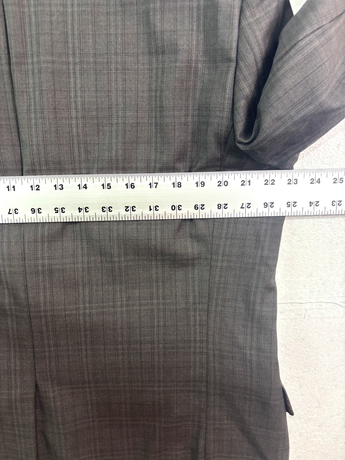 Hart Schaffner Marx 42R 36×29 2pc Pant Suit Brown Plaid Recent Modern Wool USA