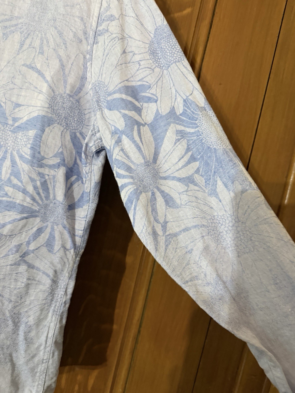 Baird McNutt Murano Men’s L Slim Fit Blue Floral Linen Long Sleeve Button-Up