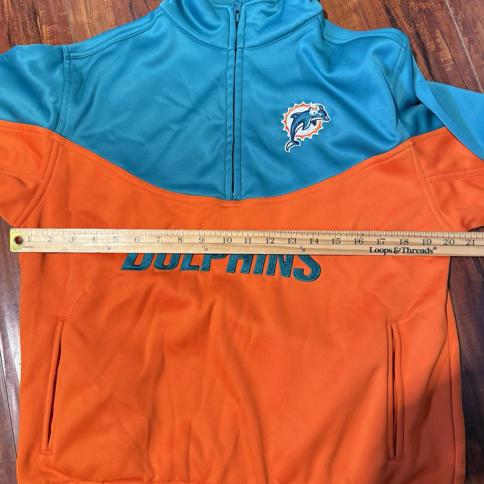 Miami Dolphins Reebok Team Apparel Pullover Jacket Youth Sz Large 14-16 1/4 Zip!