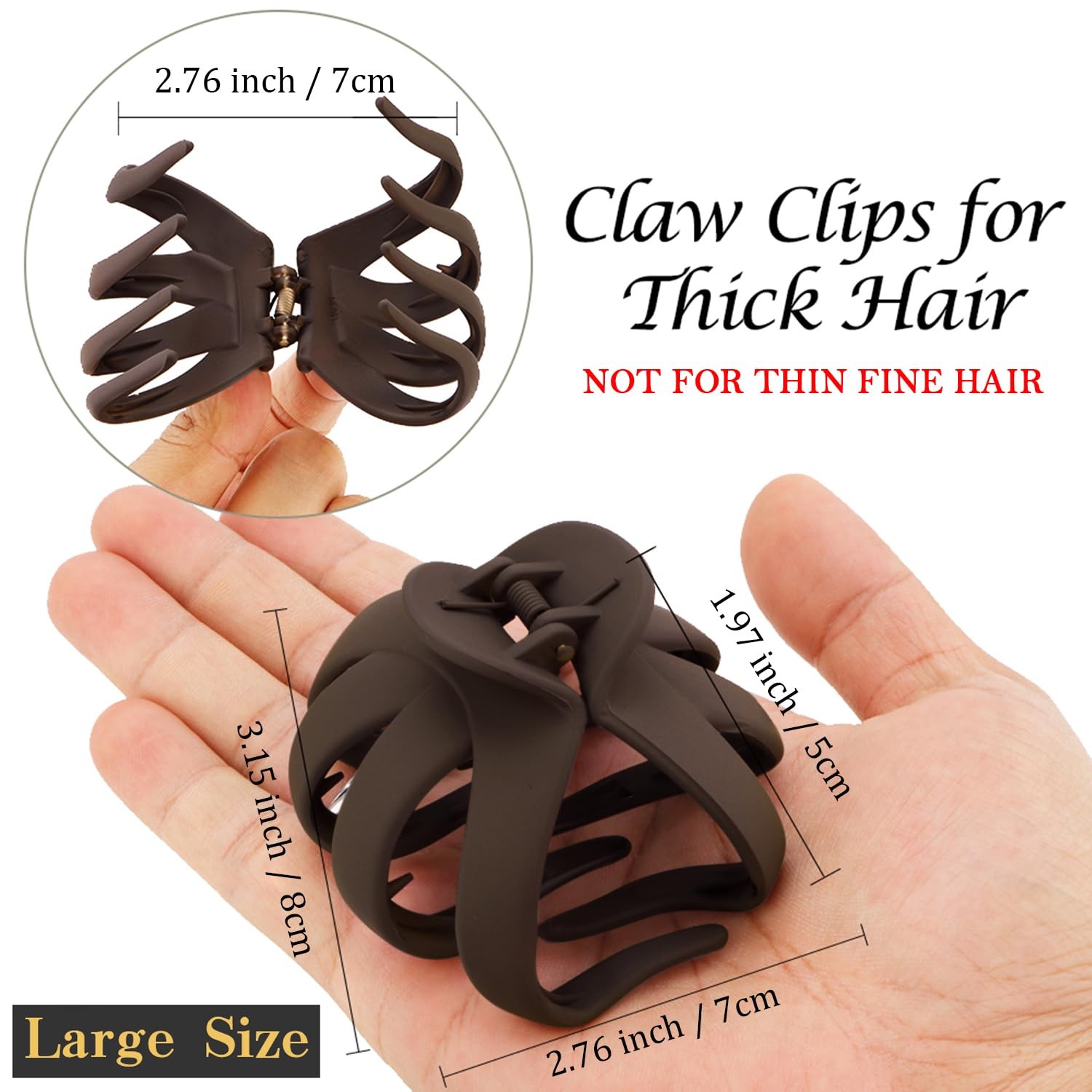 5 Pcs Octopus Hair Clips Matte Octopus Hair Claw 3.15″ Large for Women
