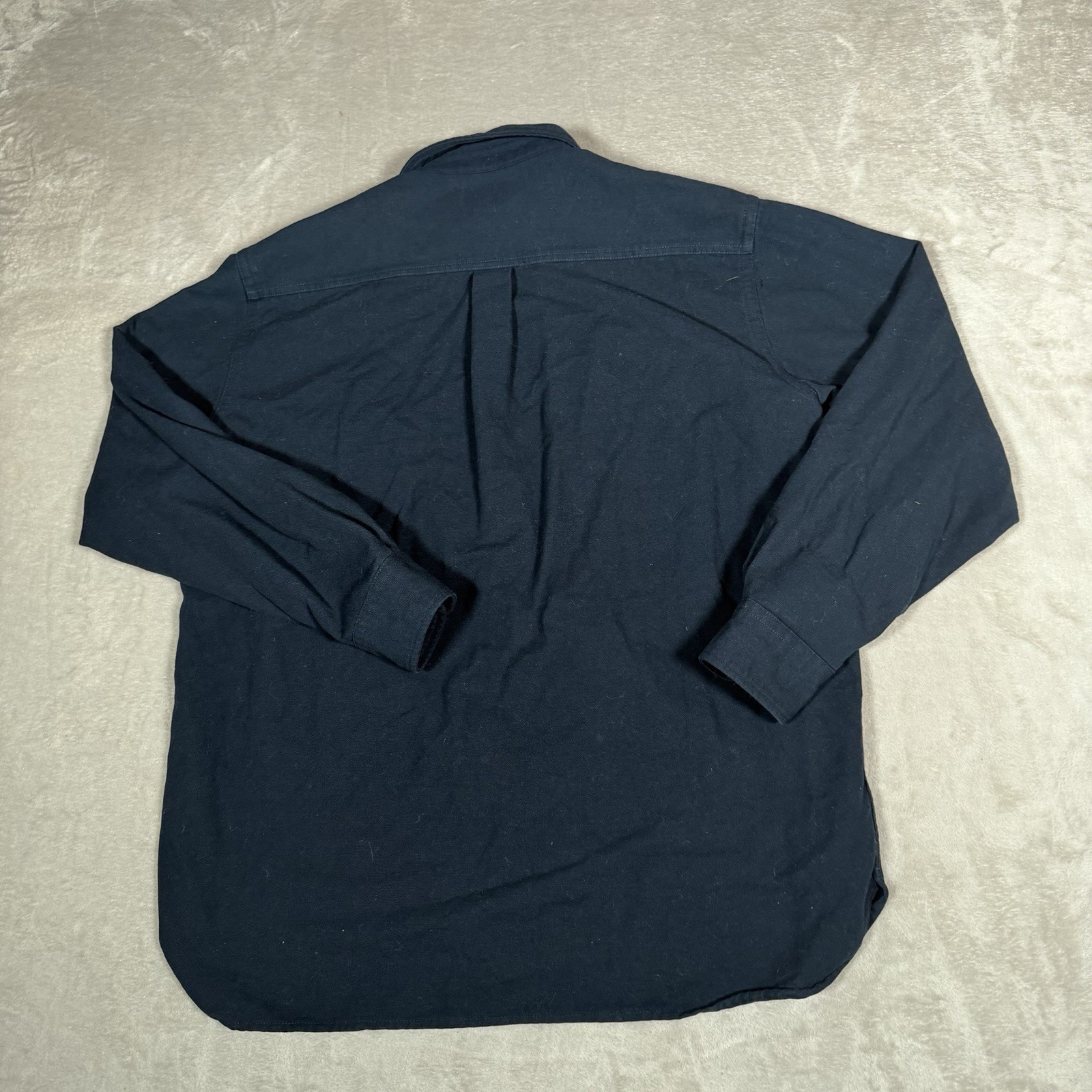 LL Bean Shirt Mens Large Blue Chamois Cloth Signature Slim Fit Button Up Outdoor