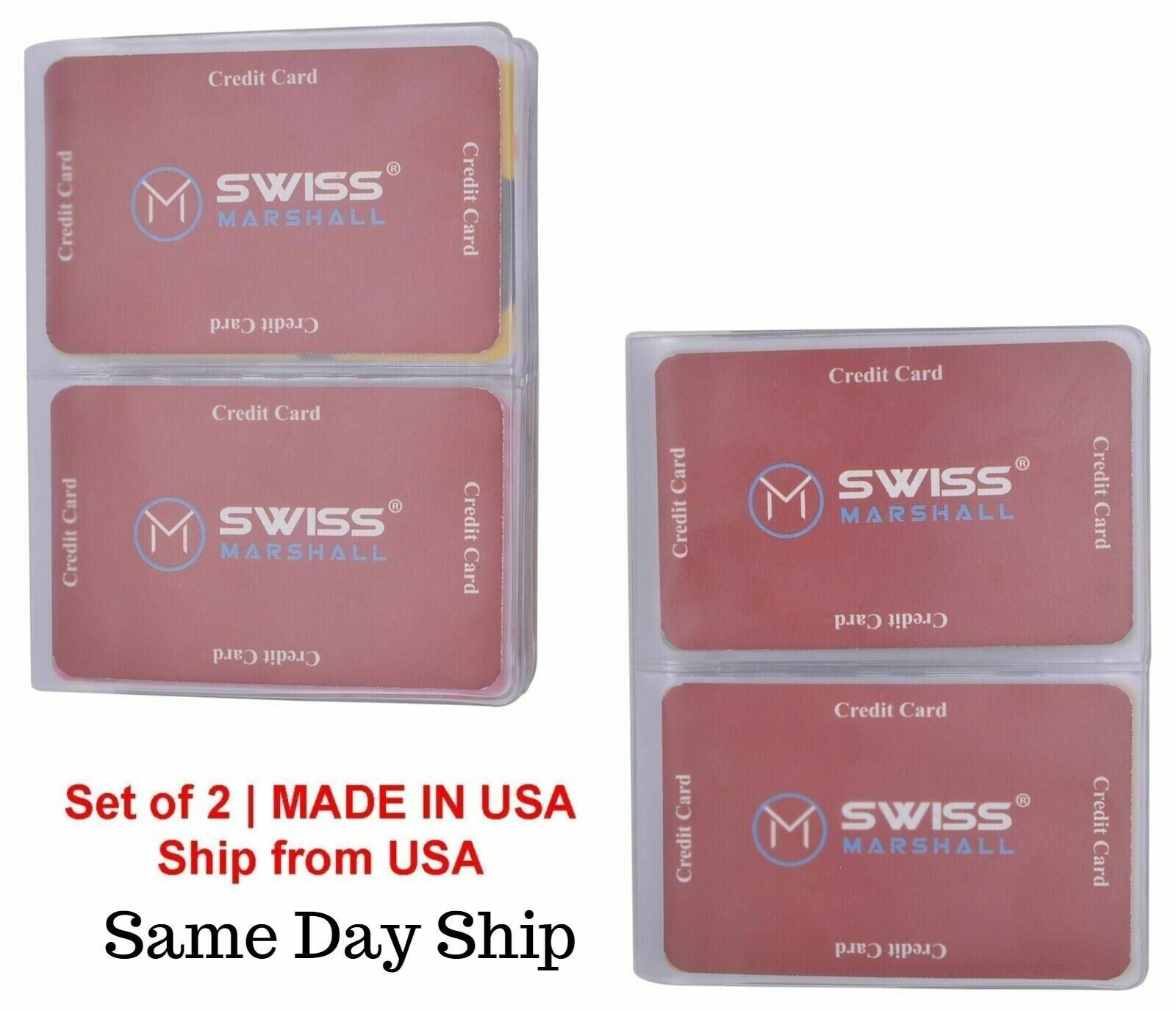 Set of 2 Heavy Duty Plastic 6 Page Hipster Wallet Inserts Side Load for Wallets