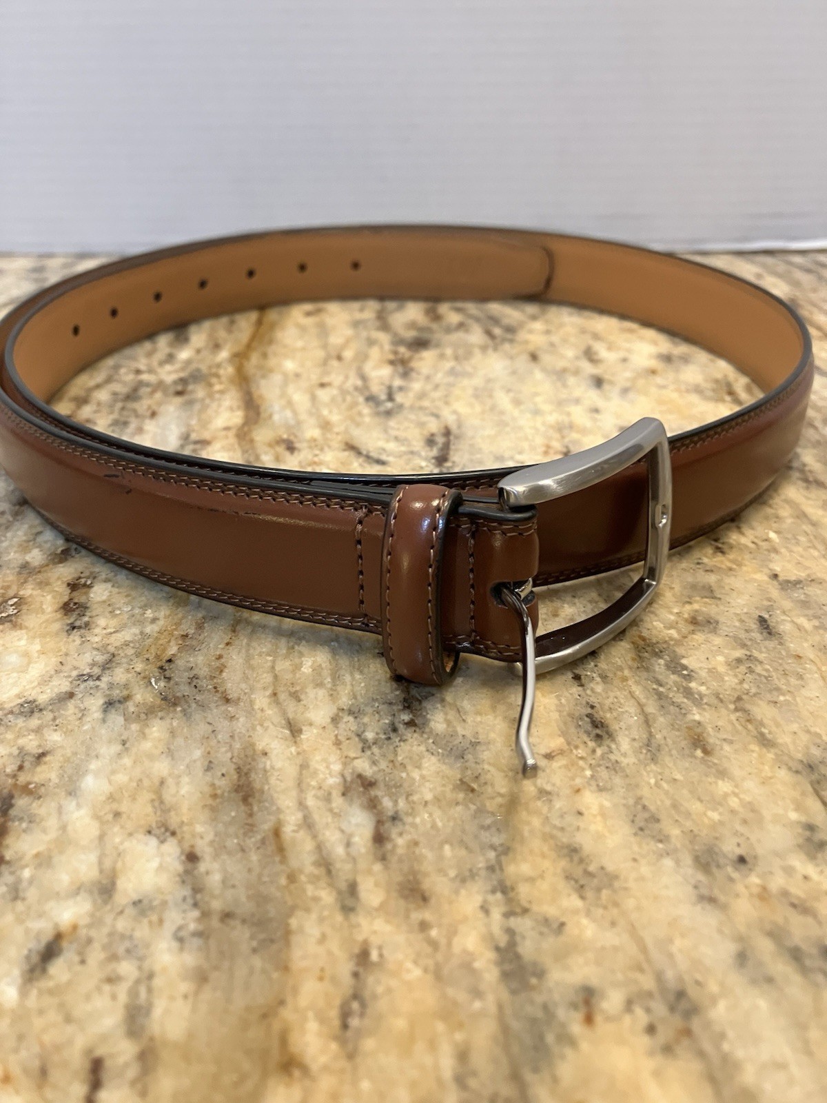 Fabio Valenti Genuine Leather Dress Belt Polished Zinc Alloy Prong Buckle S-42