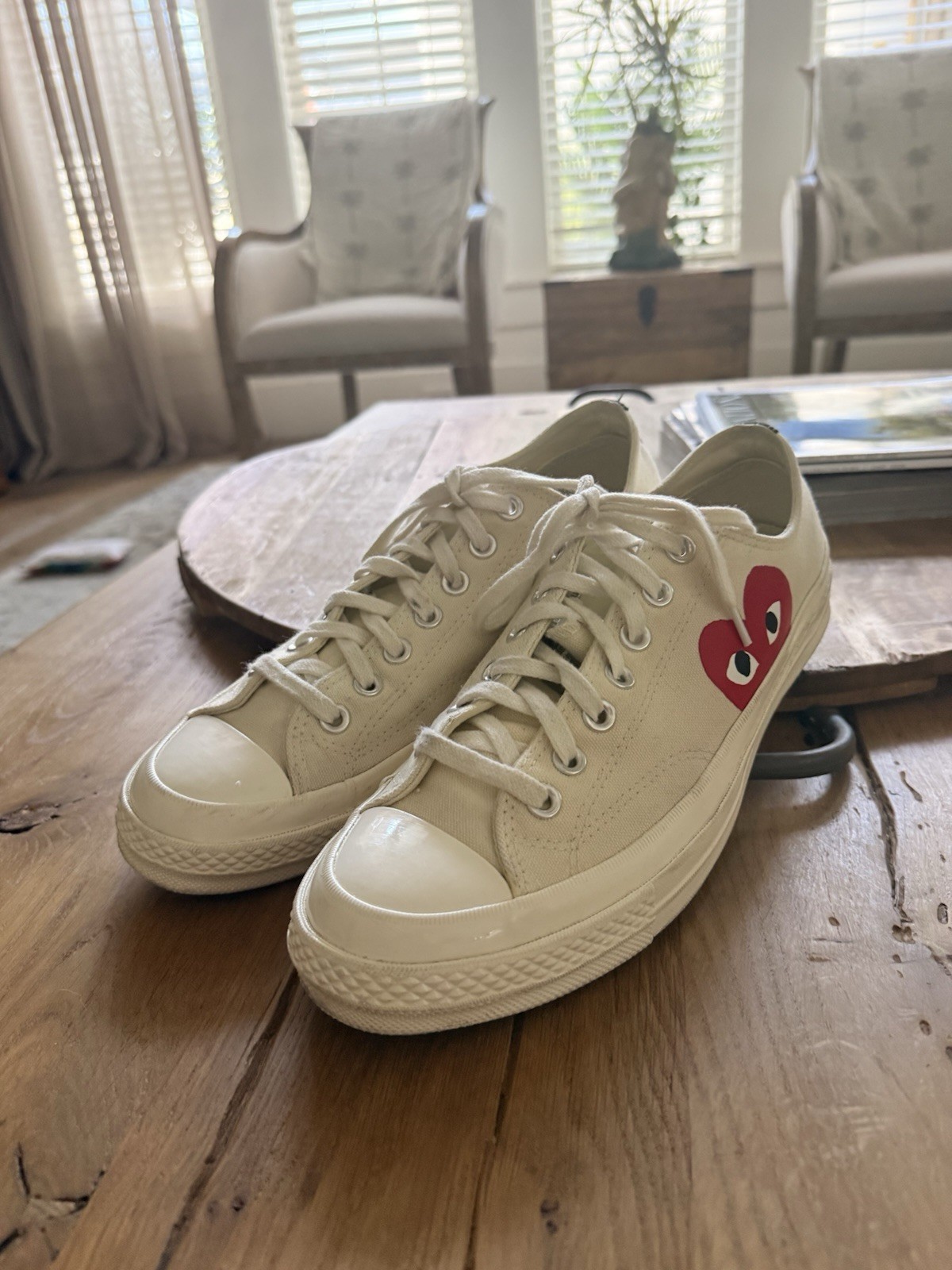 $150 Converse Comme des Garçons Play x Chuck 70 Low Multi Heart Red M-8.5,W-10.5