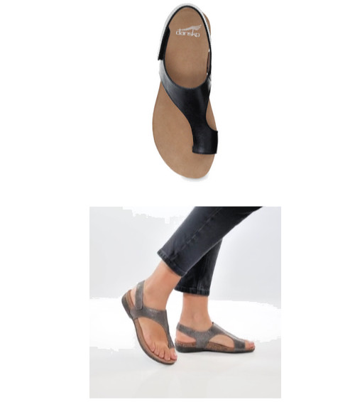 DANSKO Women’s REECE Leather Sandals Black Waxy Burnished [EU 38] US 7.5/8-NWD