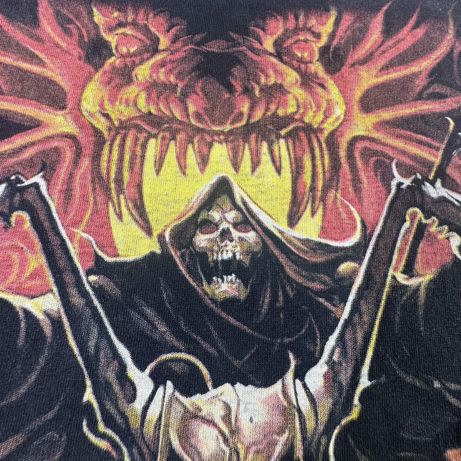 Vintage Skull Grim Reaper Shirt Mens Large Sleeveless Flame Biker Punk 2000s