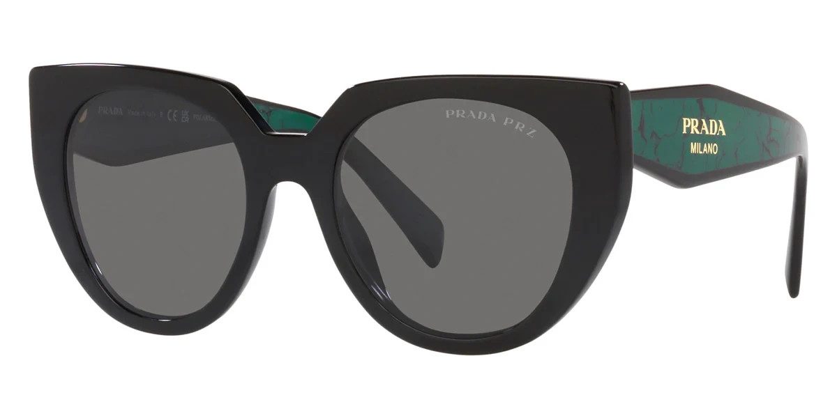 Prada PR 14WS 1AB5Z1 Black – Green 52mm Sunglasses / New / Authentic