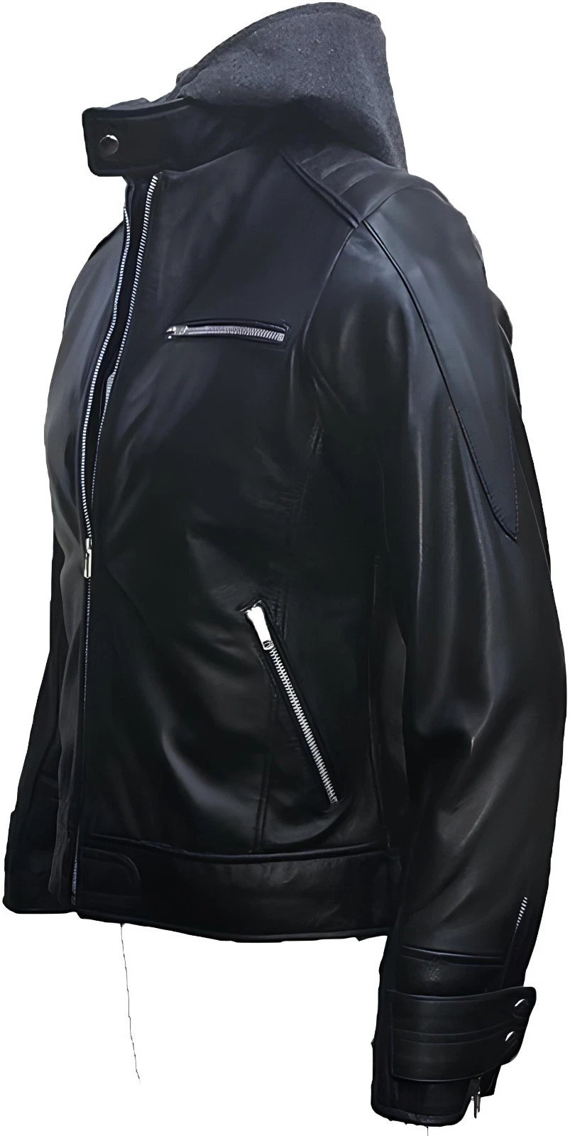 Mens Black Batman Leather Jacket Arkham Bruce Wayne Bat Logo Cosplay Biker Coat