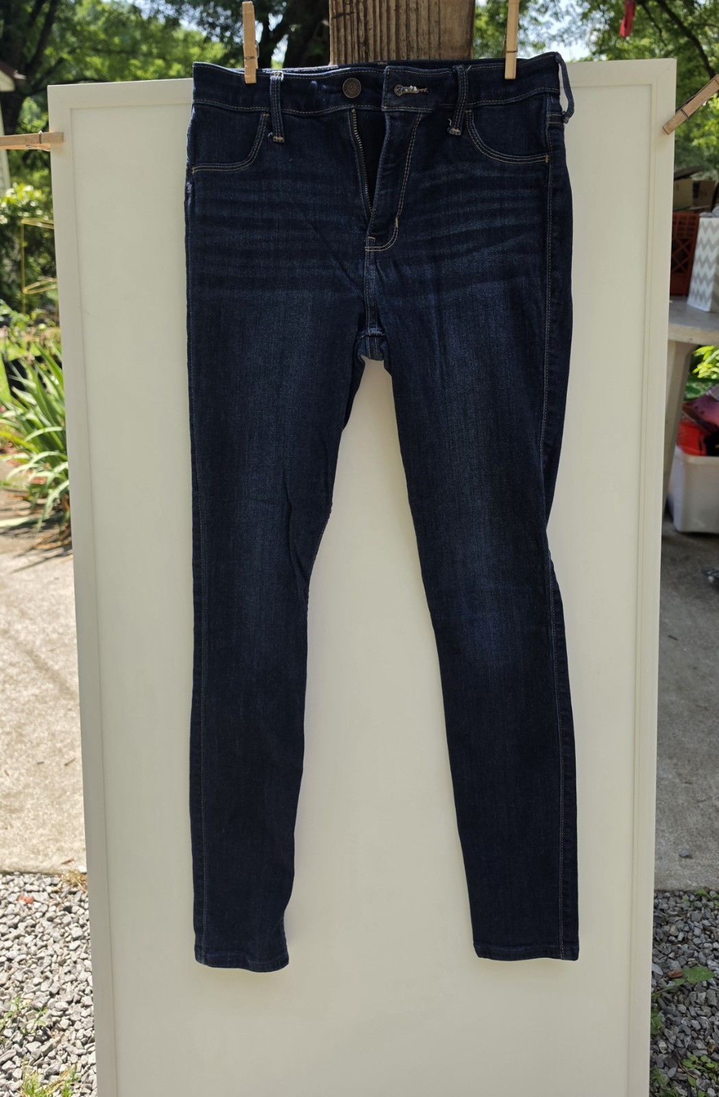 Hollister Women’s Blue Denim Jegging High-Rise Slim Dark Wash Advanced Stretch