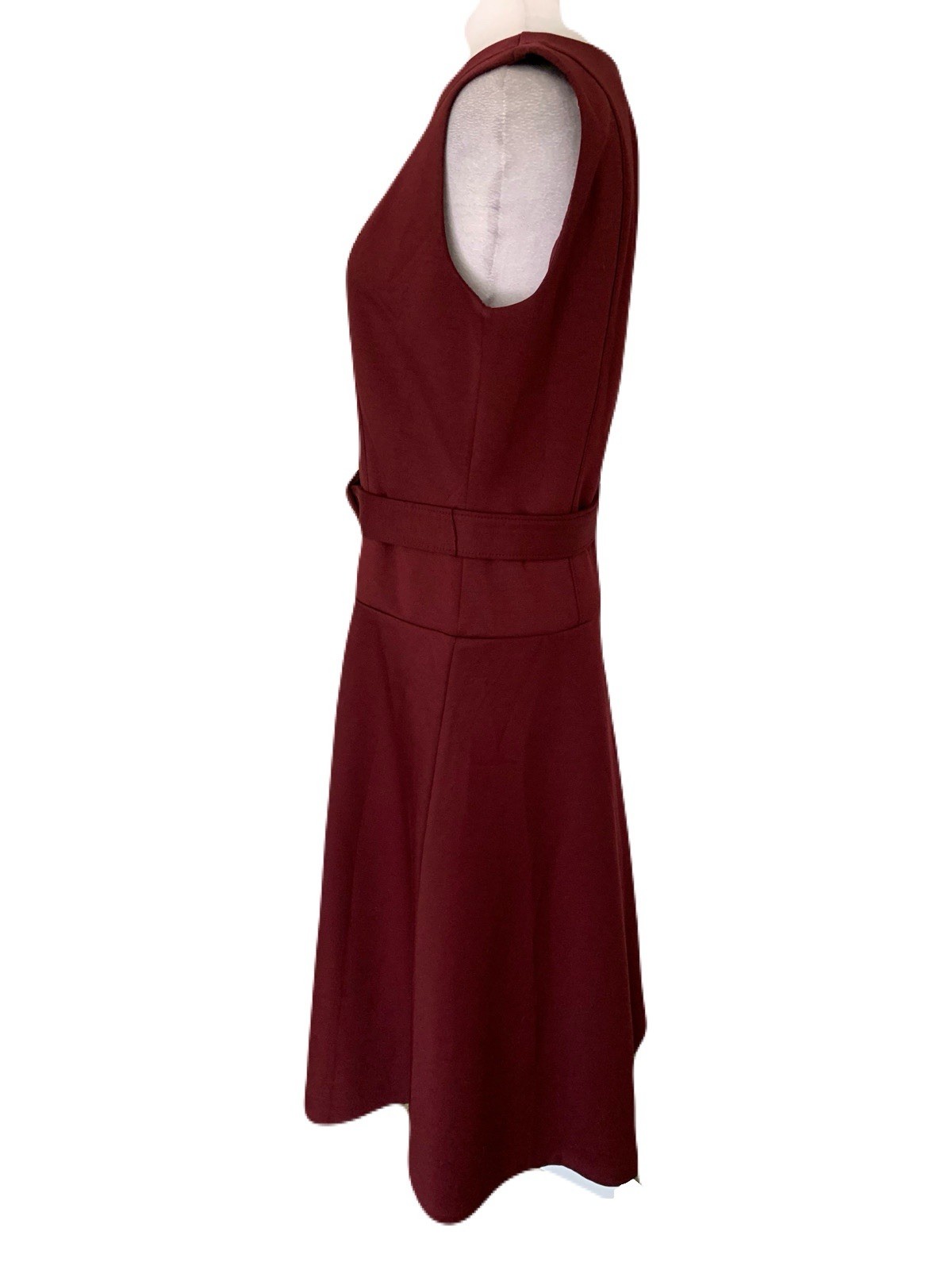 NWT Ann Taylor Size 6 Burgundy Belted Sleeveless Sheath Dress Career Office