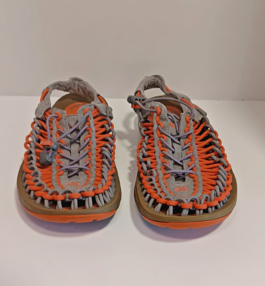 Keen Sandals Mens 9 Uneek Bungee Cord Braided Gray Orange Outdoor Shoes 1013088