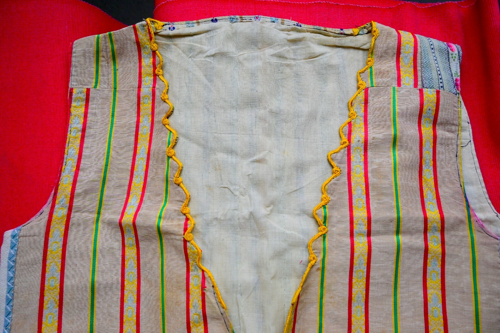Antique Ottoman Anatolian Vintage Multi-Color Nomad Ethnical Waistcoat Vest 1950