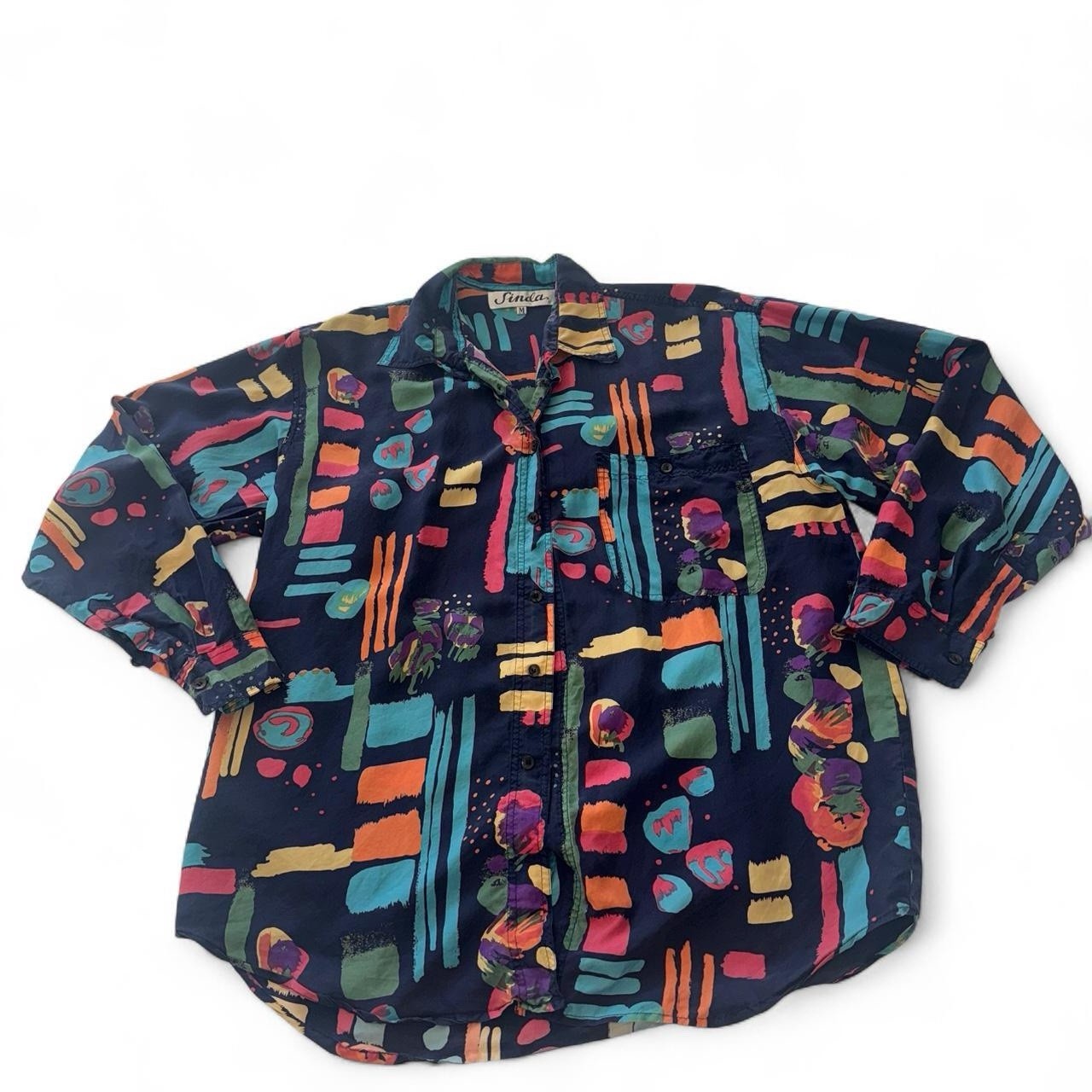 Sinda Vintage 80s Silk Longsleeve Shirt – Medium