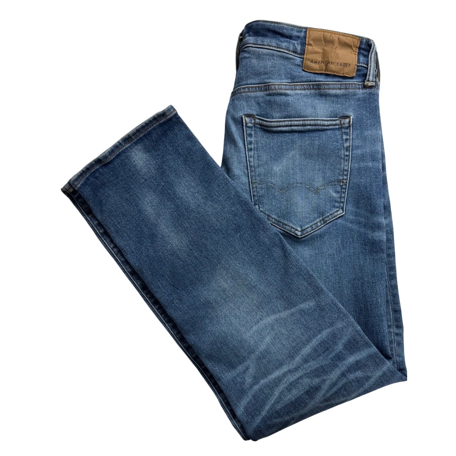 American Eagle Mens Original Straight Airflex+ Blue Jeans 33×32 Medium Wash