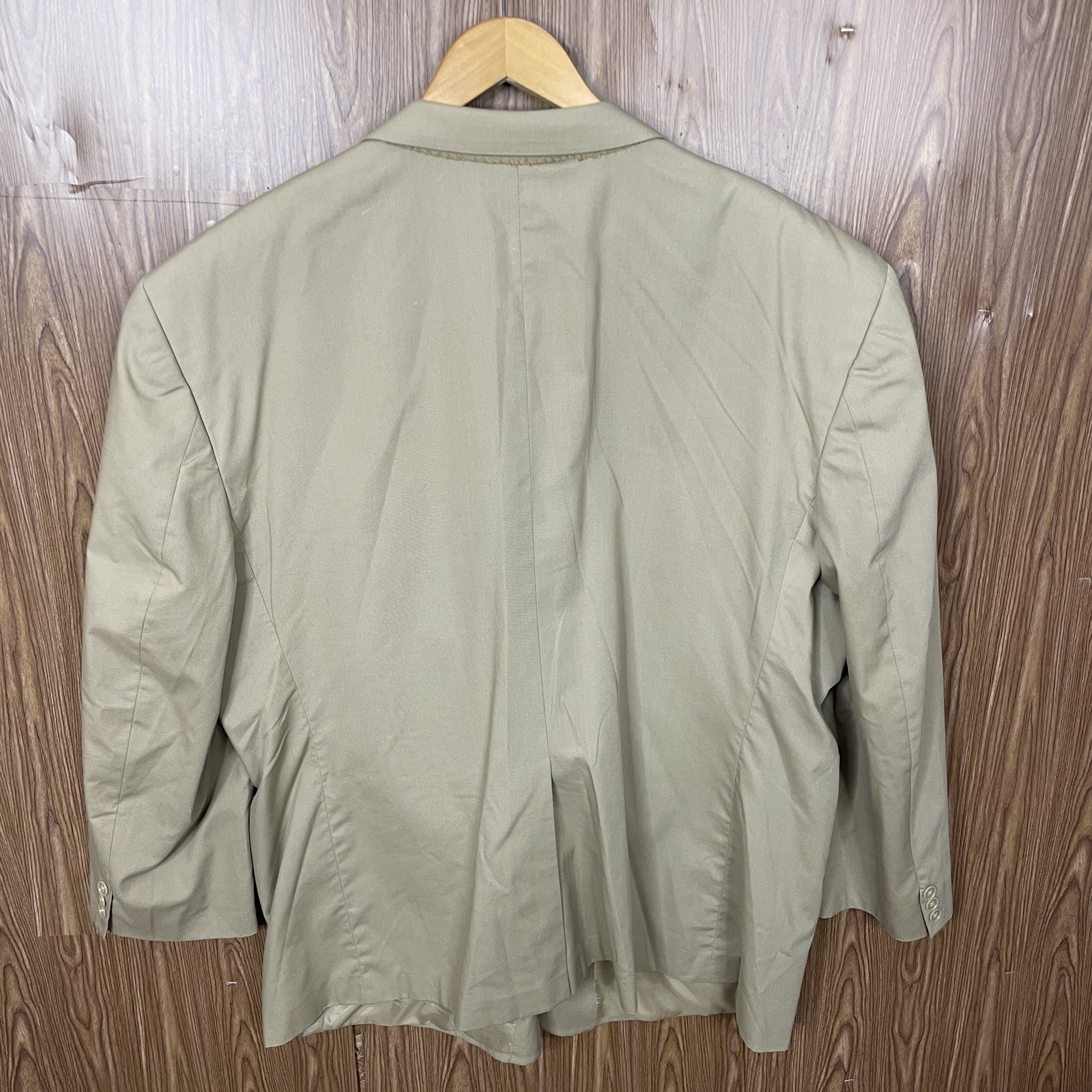Haspel Blazer Jacket Mens 52R Beige Tan Cream Solid Wool Two Buttons