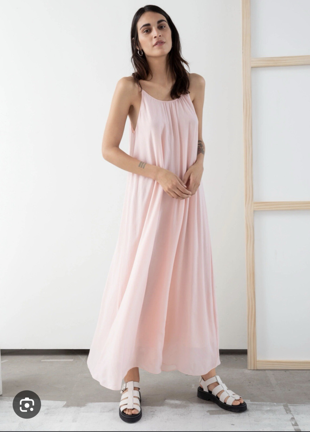 & Other Stories Dress Womens 0 Pink Maxi Flowy Sleeveless Spaghetti Strap Summer