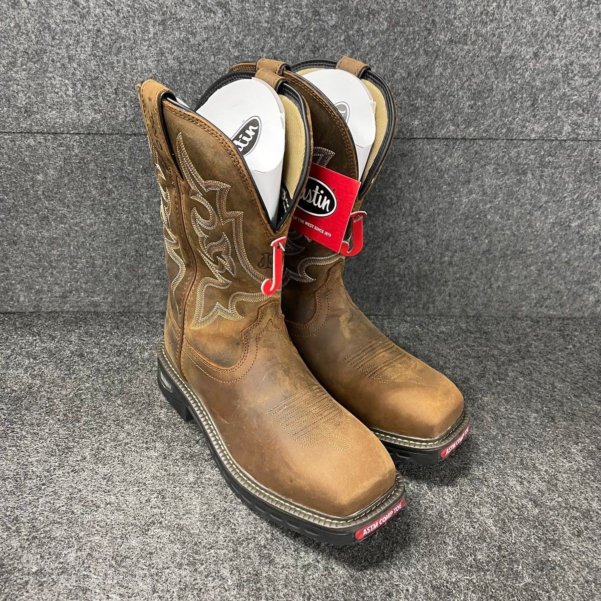JUSTIN Rigman 11″ Waterproof Western Boots Men’s Size 8.5 D Brown