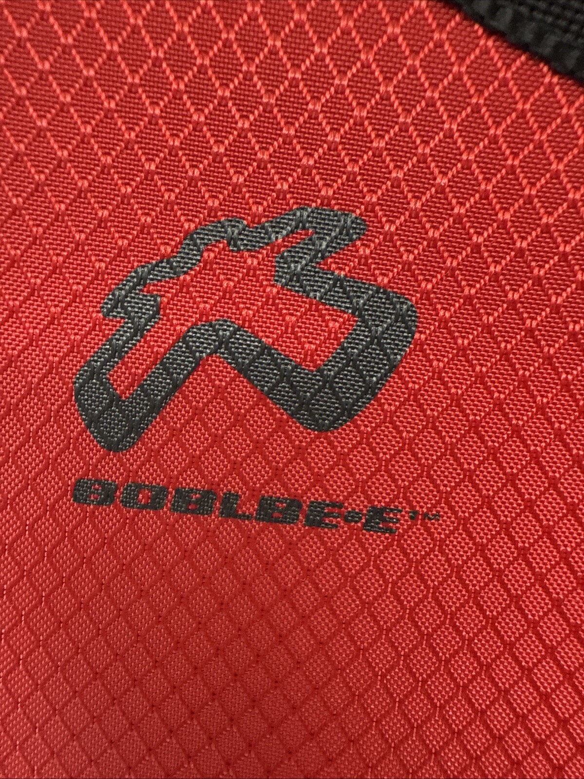 2004 BOBLBE-E Sweden Hardshell Purse Red/Black Double Strap Rubber Ball Feet