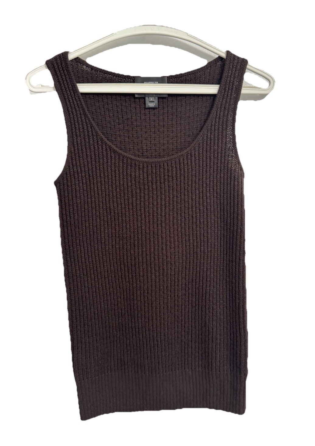 St. John Boutiques Size P Wool Brown Sleeveless Knit Sweater Shell Top Women’s