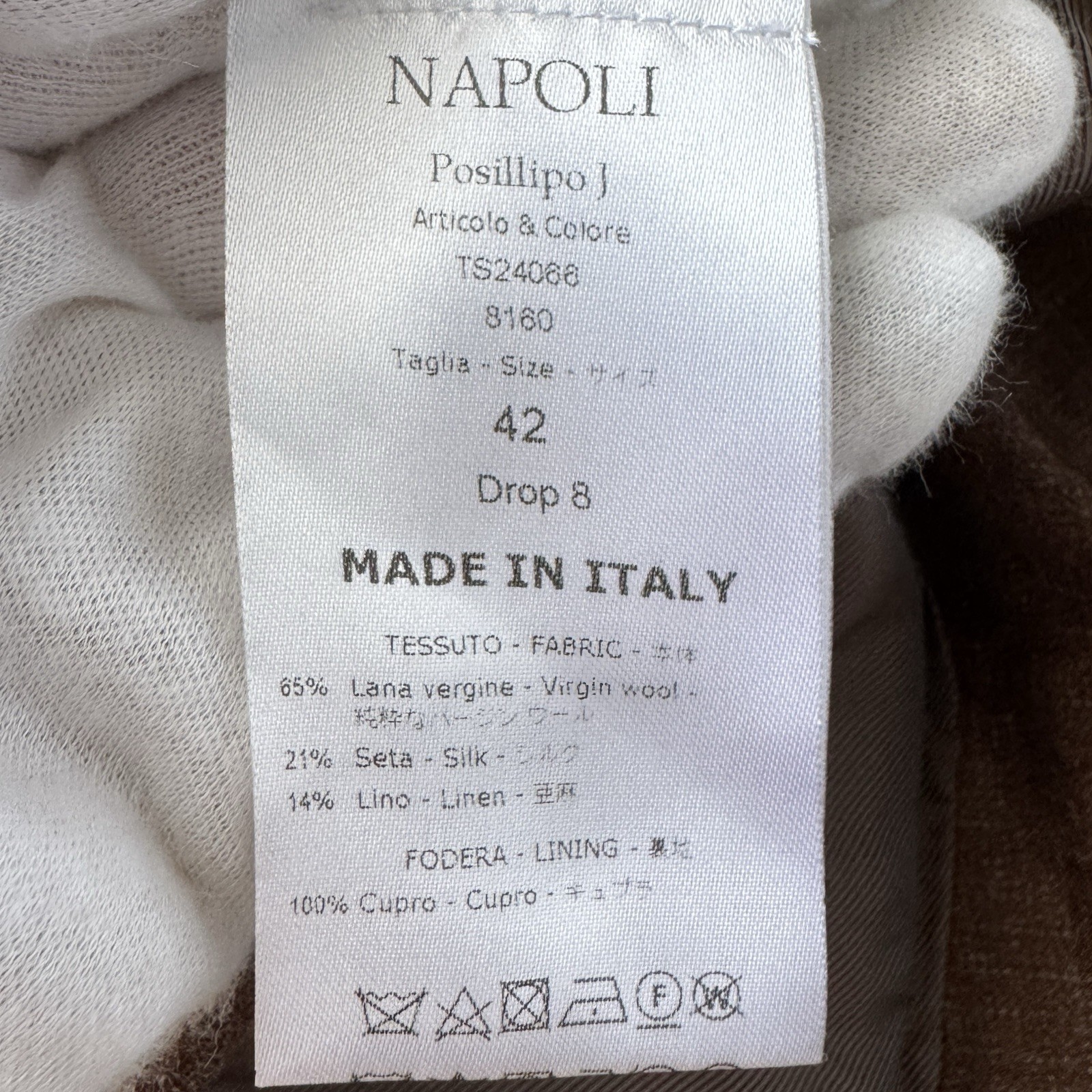 De Petrillo Posillipo Wool Silk Linen Tailored Jacket Brown IT42 Italy