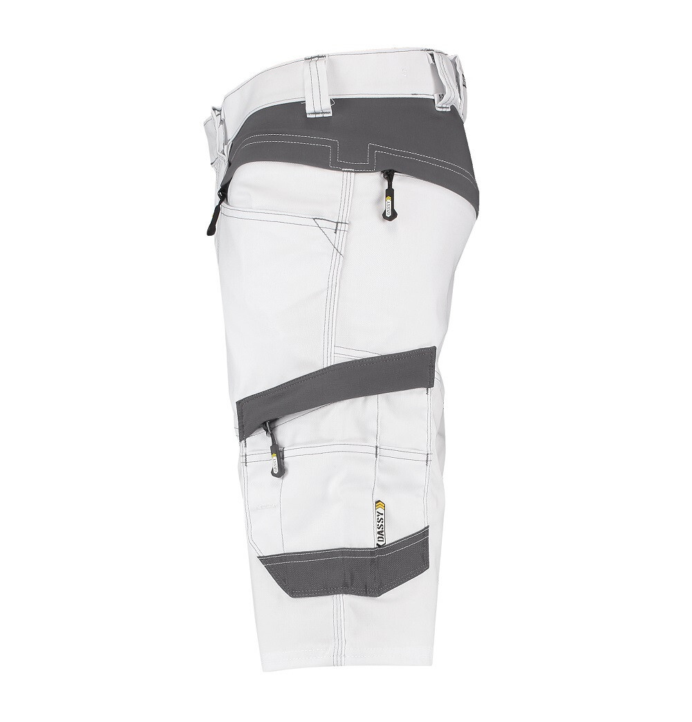 Dassy Axis Painter and Decorator Shorts with 4-Way Stretch Panels White/Grey