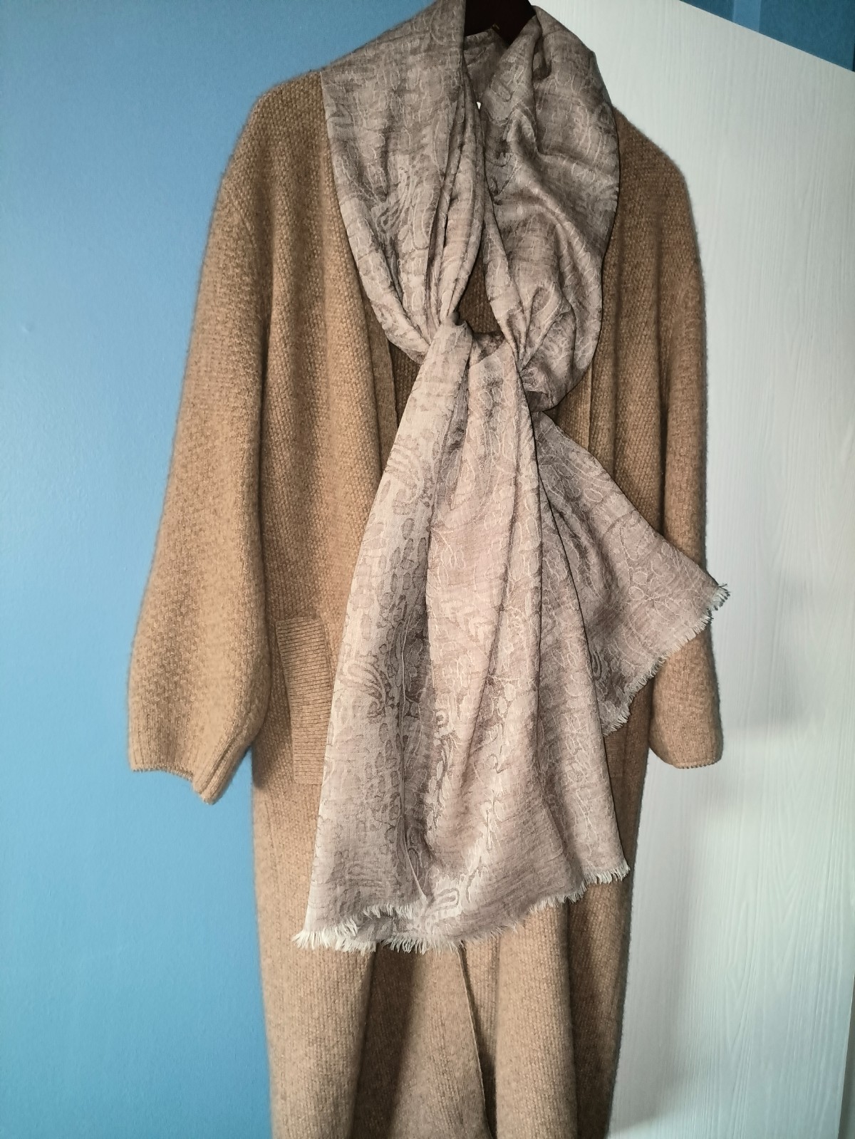 200-count Water-Soluble Wool Double-sided Cashew Jacquard 90x200cm Scarf